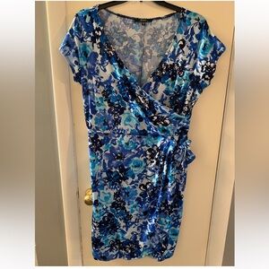 Floral Blue Wrap Dress